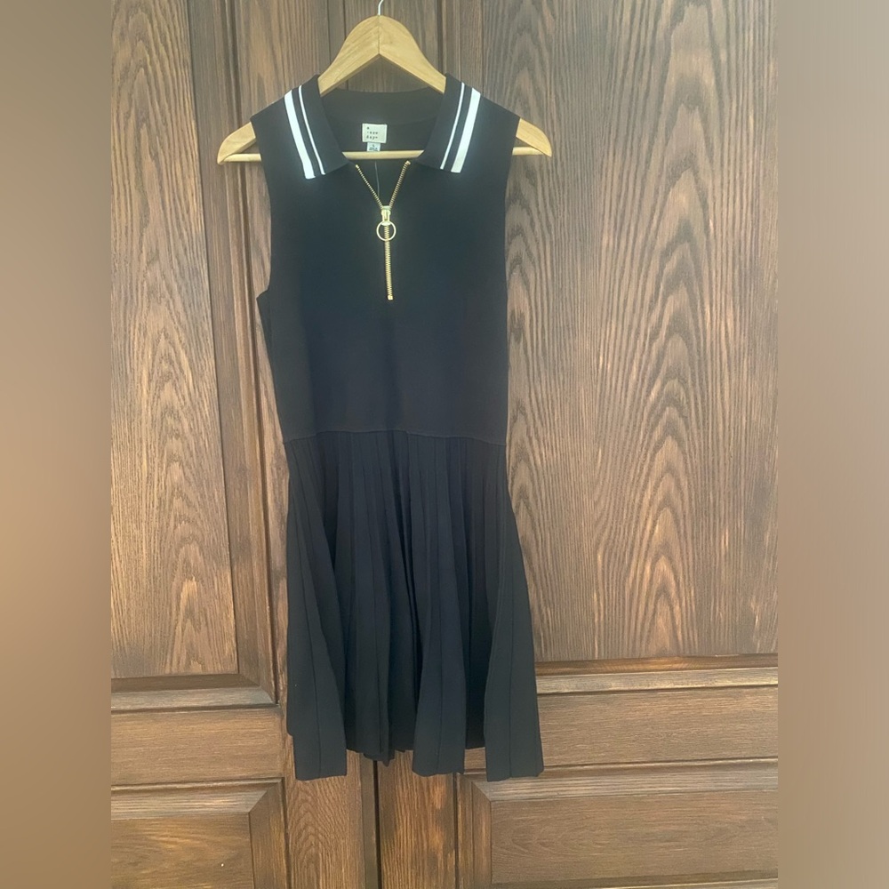 A New Day Black  Tennis Vive Dress with White Collar Detail